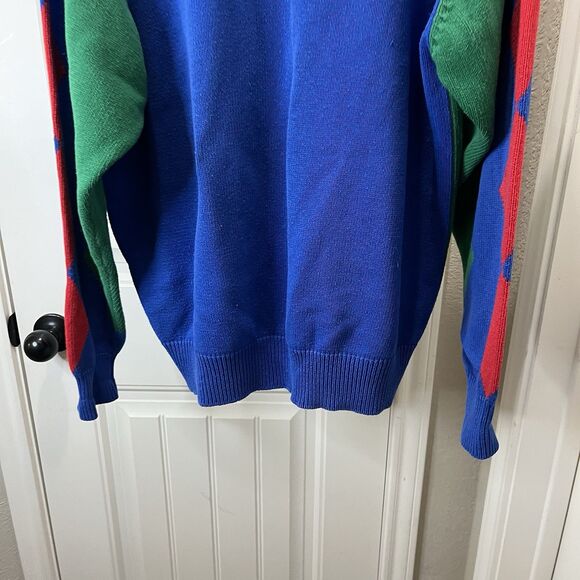Pringle of Scotland Vintage V Neck Sweater Argyle Golf Style Cotton Mens Size L - Picture 8 of 9